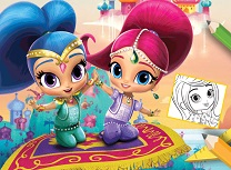 Shimmer si Shine Coloreaza cu Creion